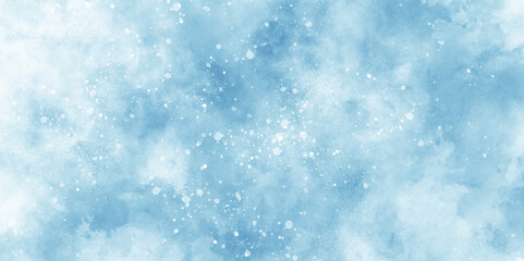blue grunge texture with bokeh, beautiful blue watercolor background with glitter particles, light blue bokeh background for design, Abstract blue background with snowflakes floating randomly.