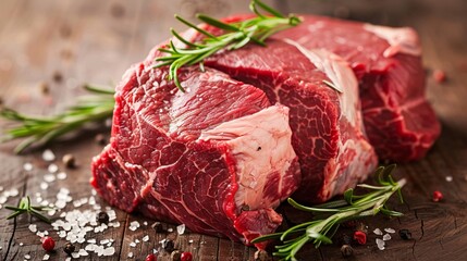 Unprocessed and fresh beef hindquarter cut.