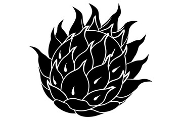 Dragon Fruit Vector Silhouette, Dragon Fruit Clipart 