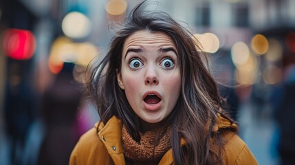 A young woman experiences a moment of shock and humiliation after stumbling in a crowded setting, immortalized in a vivid photograph.