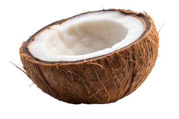 Half coconut shell isolated on transparent background