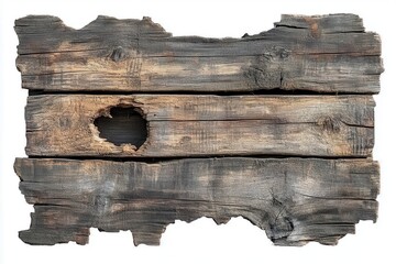 A set of old wooden planks isolated on white background