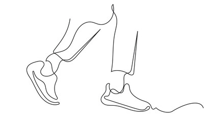 minimalist line drawing of walking legs.continuous line drawing of an active man walking.single line light sport.one line vector illustration