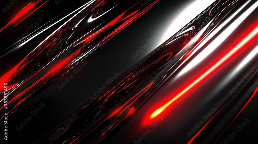 Poster abstract black and red background with glowing lines.
