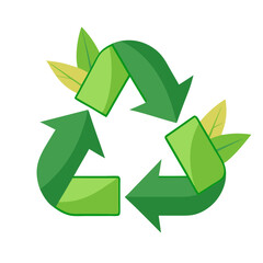 Obraz premium Eco-friendly recycling sign with leaves vector illustration 