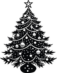 christmas tree silhouette vector Illustration