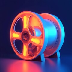 3D Cinema Icon: Movie Watching in Virtual Reality Illustration Logo