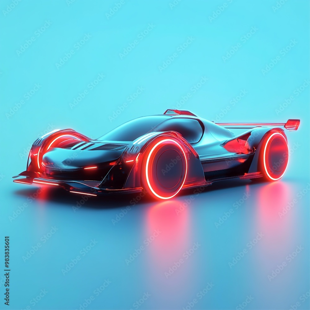 Poster 3d race car icon: high speed racing in vr illustration logo