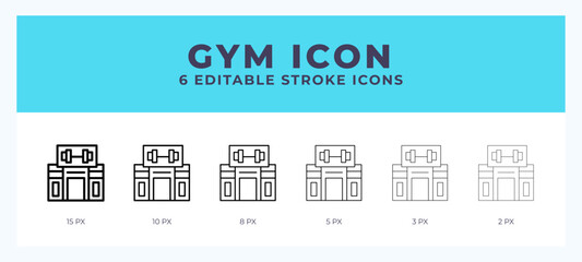 Gym icon vector illustration. With editable stroke for web. App and more.