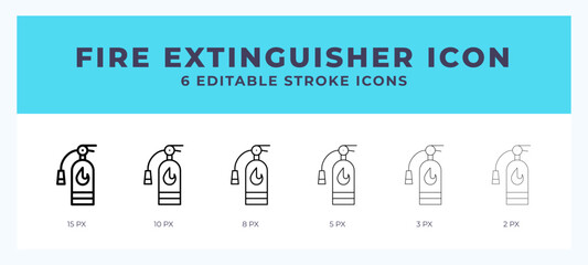 Fire extinguisher icon symbol. Logo illustration thin line. Bold line vector icons. Editable stroke