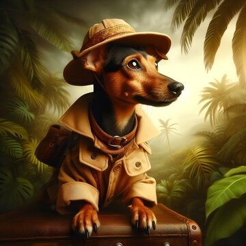 Digital art jungle explorer terrier
Brown rat terrier explorer
