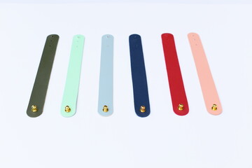 pastel colorful leather strap isolated on white background