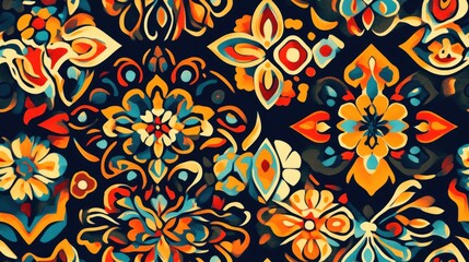 Vibrant ethnic patterned backdrop featuring Arabesque designs