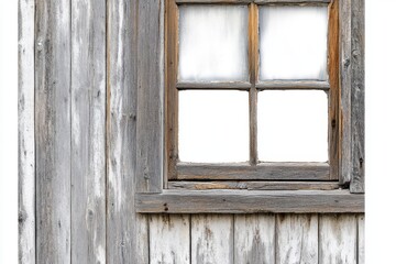 A rustic wooden window frame isolated on white background