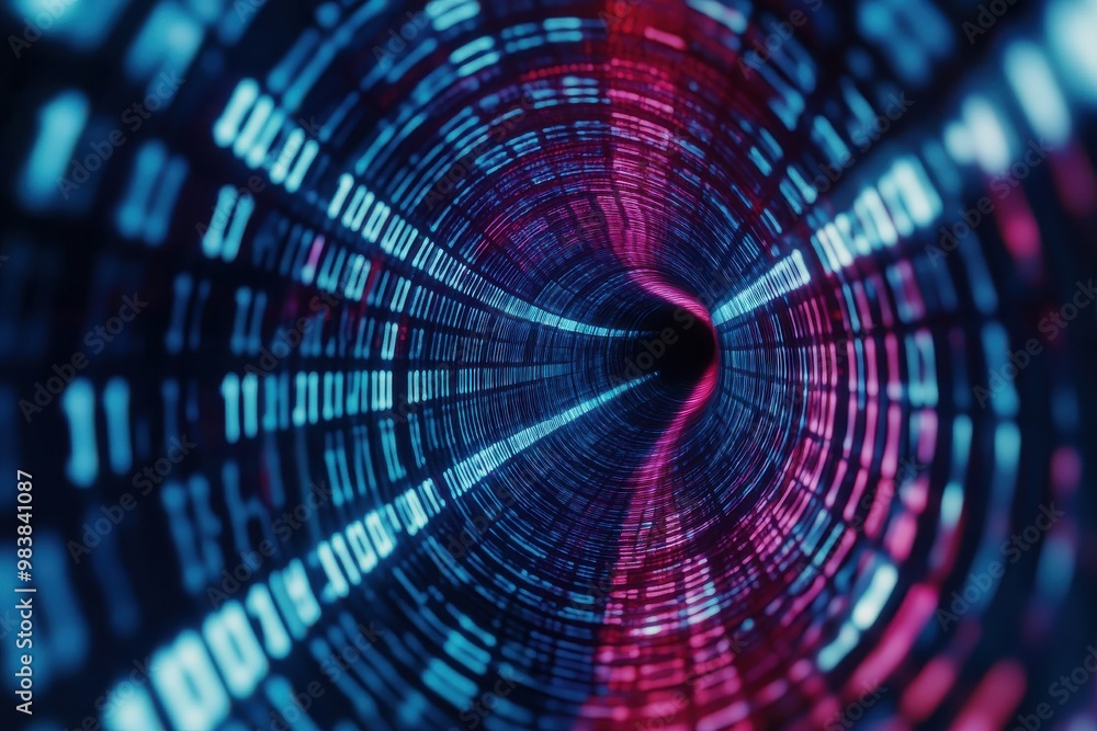 Poster a tunnel made of binary code
