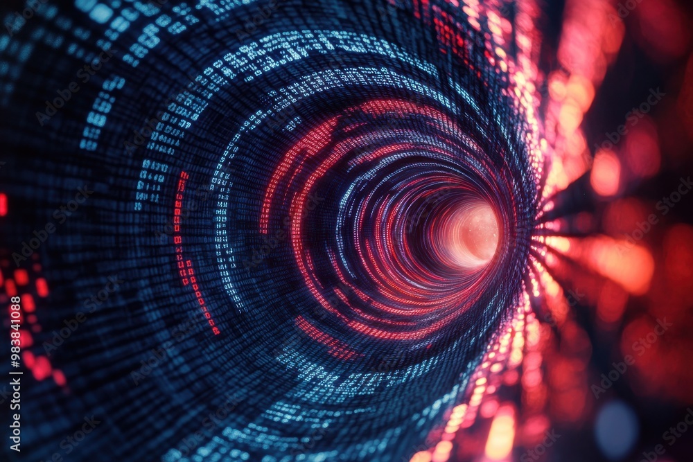 Poster a tunnel made of binary code