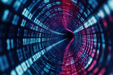 Obraz premium A tunnel made of binary code