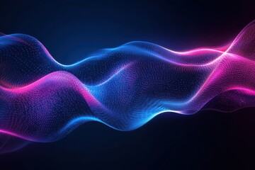An abstract waves made of glowing particles and lines