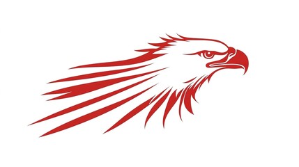 Obraz premium Stylized vector art illustration of an eagle in a solid color on a clean white background. The design captures the majestic essence of the eagle, showcasing its sharp features and powerful presence. I