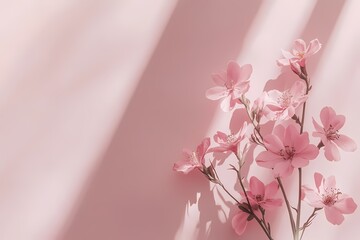 Delicate Pink Flowers Against Soft Pink Background