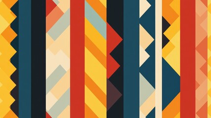 Seamless textile design featuring an abstract pattern of colored stripes