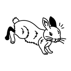 Jumping bunny icon designed in drawing style 