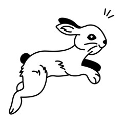 Doodle style icon of jumping rabbit 