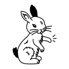 Cute standing bunny icon in drawing style 