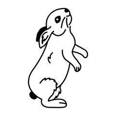 Hand drawn icon of cute standing rabbit 