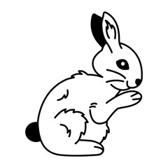 Doodle style icon of naughty rabbit sitting 