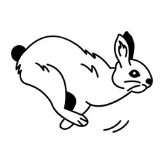 Drawing style icon of running bunny 