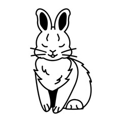 Doodle style icon of cute sitting hare 