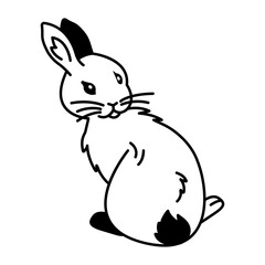 Hand drawn icon of naughty bunny 