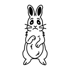 Doodle style icon of sad bunny 