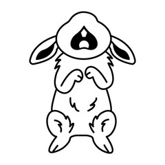 Doodle style icon of crying rabbit 