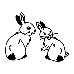 Doodle style icon of bunny friends 