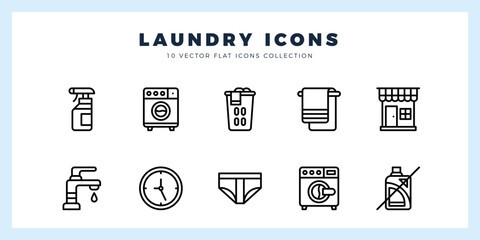 10 Laundry Lineal icons pack. vector illustration.