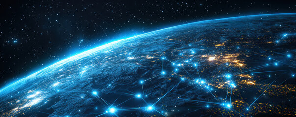 International data streams and virtual marketplaces visualized in web banner