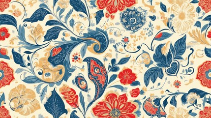 Paisley seamless floral pattern in Indian style Vintage decorative background design ideal for fabric textile wrapping paper cards invitations wallpaper and web design