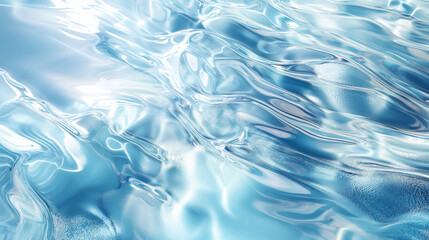 Obraz premium A serene abstract scene, combining elements of water, silk, and ice. The composition features a seamless blend of water ripples, silky waves, and ice fragments, creating a surreal landscape. 