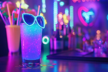 Neon-themed 80s retro party decoration