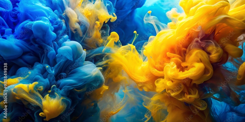 Poster bright blue and yellow abstract backdrop perfect for creative projects and design applications. idea