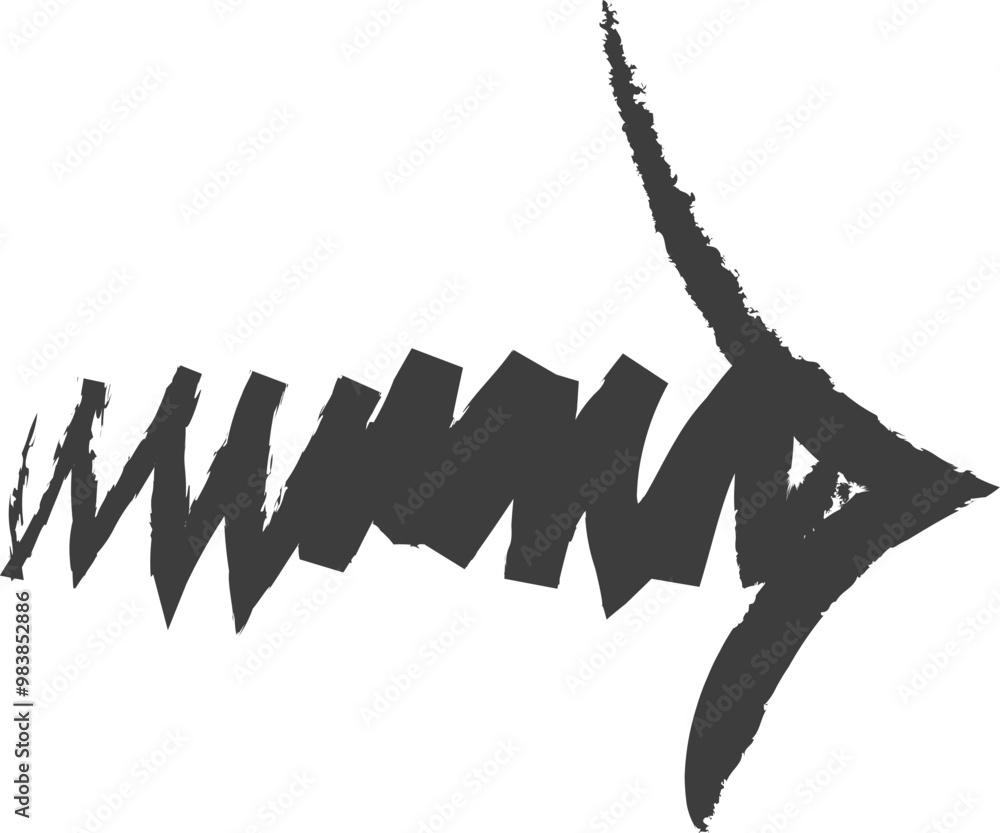 Poster abstract black brushstroke resembling a dynamic arrow, symbolizing movement and direction.