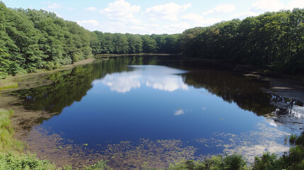 Nature Lover's Dream, Aerial View of a Peaceful and Serene Lakeside