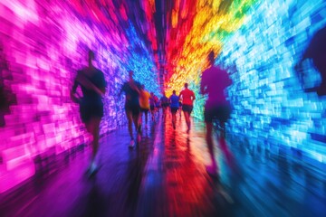 Vibrant color run finish line