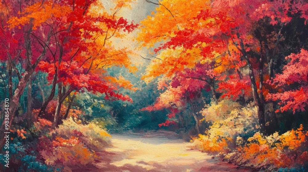 Canvas Prints Autumnal Forest Path