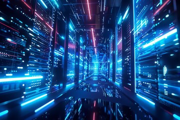 Neon Lights Server Room