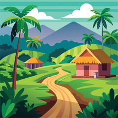 tropical island with palm trees