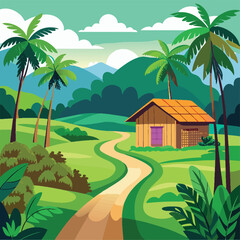 beach with palm trees