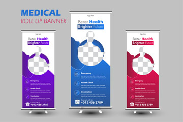 Professional Modern corporate colorful roll up banner design template